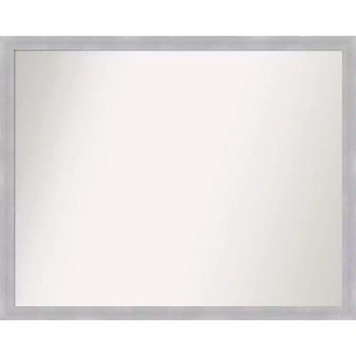30" x 24" Non-Beveled Grace Brushed Nickel Narrow Wall Mirror - Amanti Art: Modern Rectangle, Polystyrene Frame