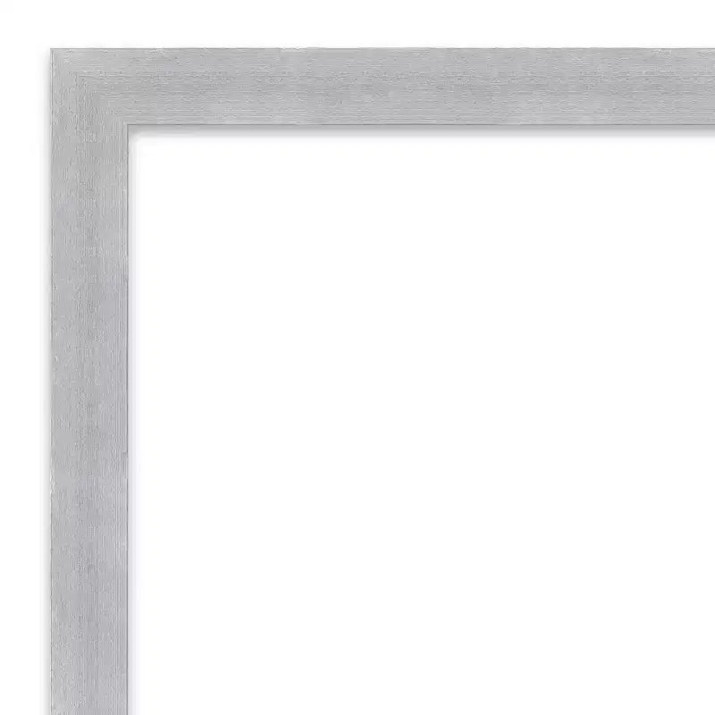 Specchio da parete stretto Grace con finitura nichel spazzolato da 30 x 24 pollici senza smussatura, cornice moderna rettangolare in polistirene