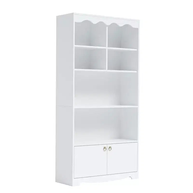 Libreria a 5 Ripiani con Mobiletto, Scaffale Autoportante Alto 160 cm, Libreria Moderna Autoportante in Legno, Scaffale Aperto per Esposizione e Contenimento, Bianco