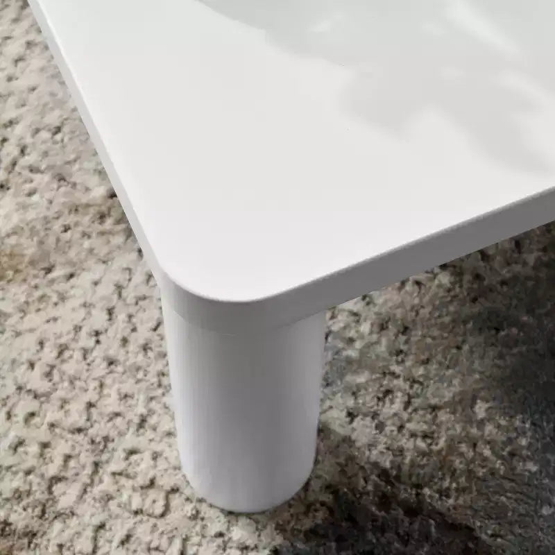 Tavolino da caffè quadrato moderno con angoli arrotondati, tavolino da caffè in MDF bianco crema, tavolino da centro facile da montare per soggiorno, tavolino robusto per divano per casa