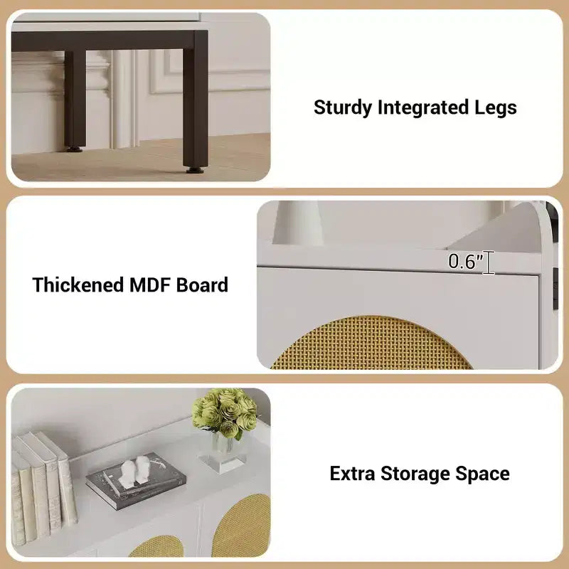 Scarpiera con 3 Ante in Rattan, Scarpiera a 7 Livelli Autoportante con Ripiani Regolabili per Ingresso, Corridoio, Soggiorno