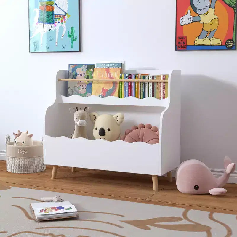Libreria per bambini, organizer per libri per bambini, organizer per armadietto porta giocattoli, bianco