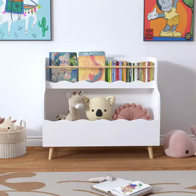 Libreria per bambini, organizer per libri per bambini, organizer per armadietto porta giocattoli, bianco