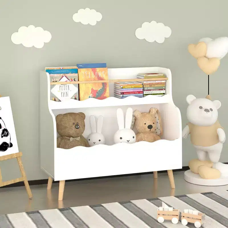 Libreria per bambini, organizer per libri per bambini, organizer per armadietto porta giocattoli, bianco