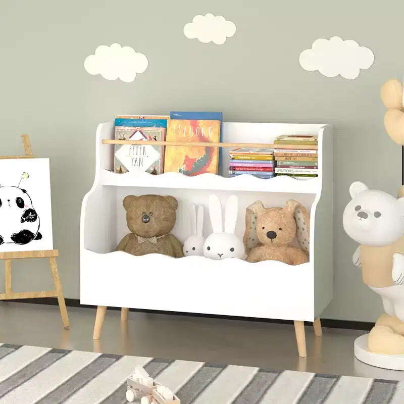 Libreria per bambini, organizer per libri per bambini, organizer per armadietto porta giocattoli, bianco