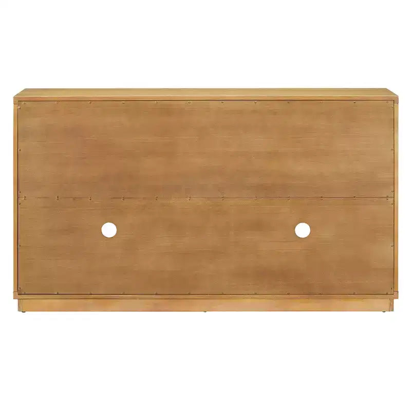 Credenza a 4 ante con ampio spazio contenitivo, ante in vetro e ripiani regolabili per sala da pranzo e soggiorno, legno naturale
