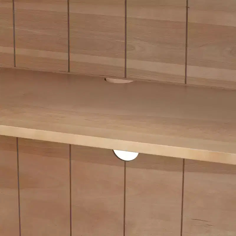 Credenza a 4 ante con ampio spazio contenitivo, ante in vetro e ripiani regolabili per sala da pranzo e soggiorno, legno naturale