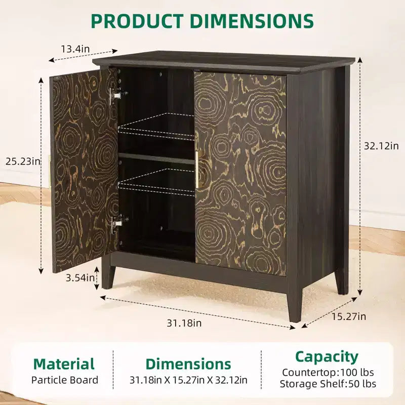 Credenza con Mobile Contenitore, Mobile Contenitore Moderno con Ripiani Regolabili, Tavolo Consolle per Cucina Sala da Pranzo Ingresso, Nero