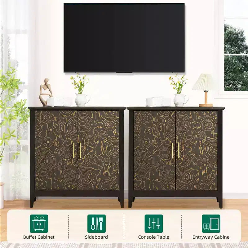 Credenza con Mobile Contenitore, Mobile Contenitore Moderno con Ripiani Regolabili, Tavolo Consolle per Cucina Sala da Pranzo Ingresso, Nero
