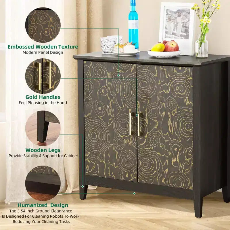 Credenza con Mobile Contenitore, Mobile Contenitore Moderno con Ripiani Regolabili, Tavolo Consolle per Cucina Sala da Pranzo Ingresso, Nero