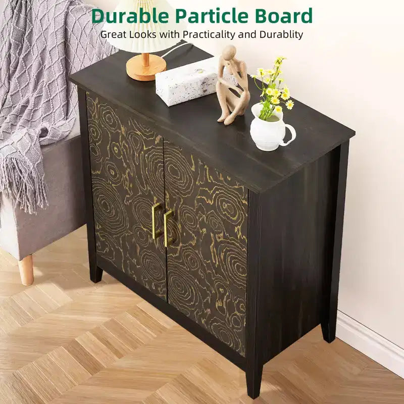 Credenza con Mobile Contenitore, Mobile Contenitore Moderno con Ripiani Regolabili, Tavolo Consolle per Cucina Sala da Pranzo Ingresso, Nero