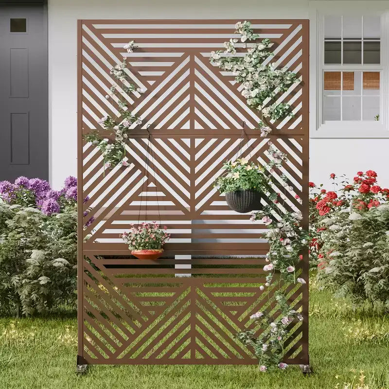 Pannello divisorio in acciaio zincato per interni ed esterni, divisorio decorativo autoportante per balcone e giardino, 1 pezzo