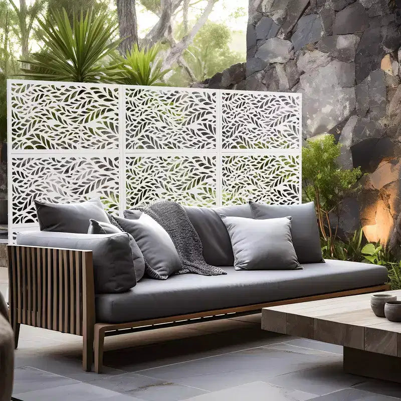 Pannello divisorio in acciaio zincato per interni ed esterni, divisorio decorativo autoportante per balcone e giardino, 1 pezzo