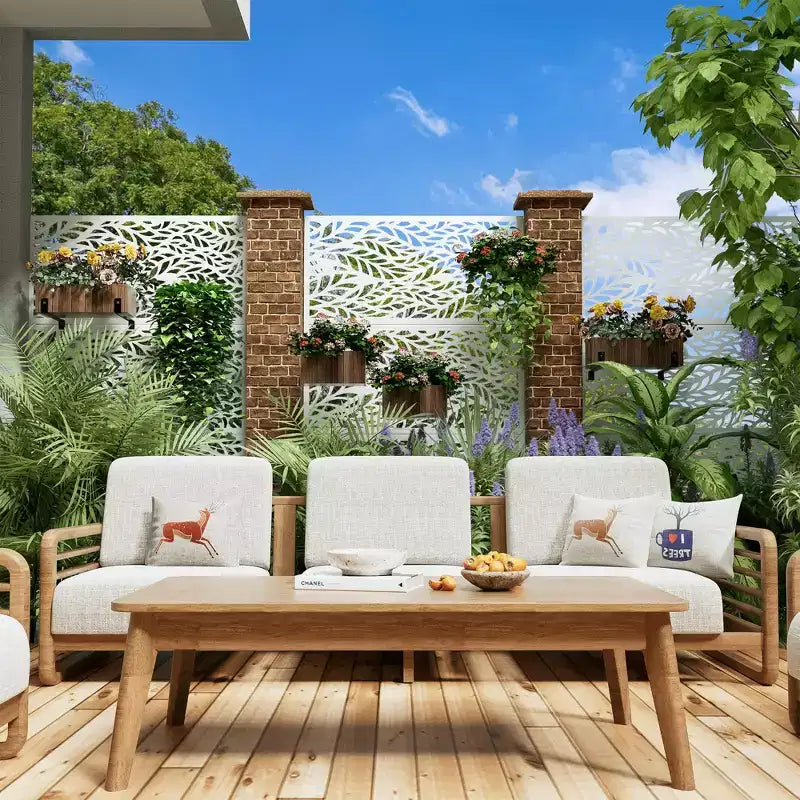 Pannello divisorio in acciaio zincato per interni ed esterni, divisorio decorativo autoportante per balcone e giardino, 1 pezzo