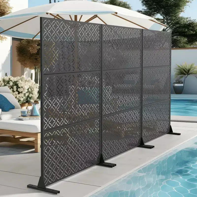 Pannello divisorio in acciaio zincato per interni ed esterni, divisorio decorativo autoportante per balcone e giardino, 1 pezzo