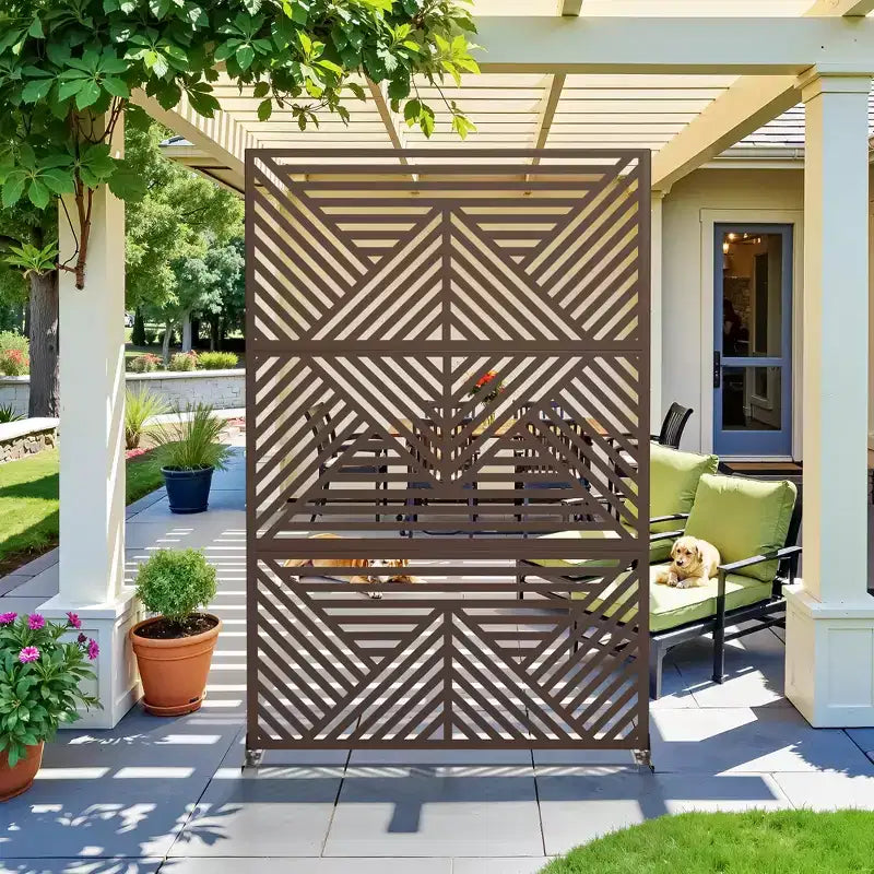 Pannello divisorio in acciaio zincato per interni ed esterni, divisorio decorativo autoportante per balcone e giardino, 1 pezzo