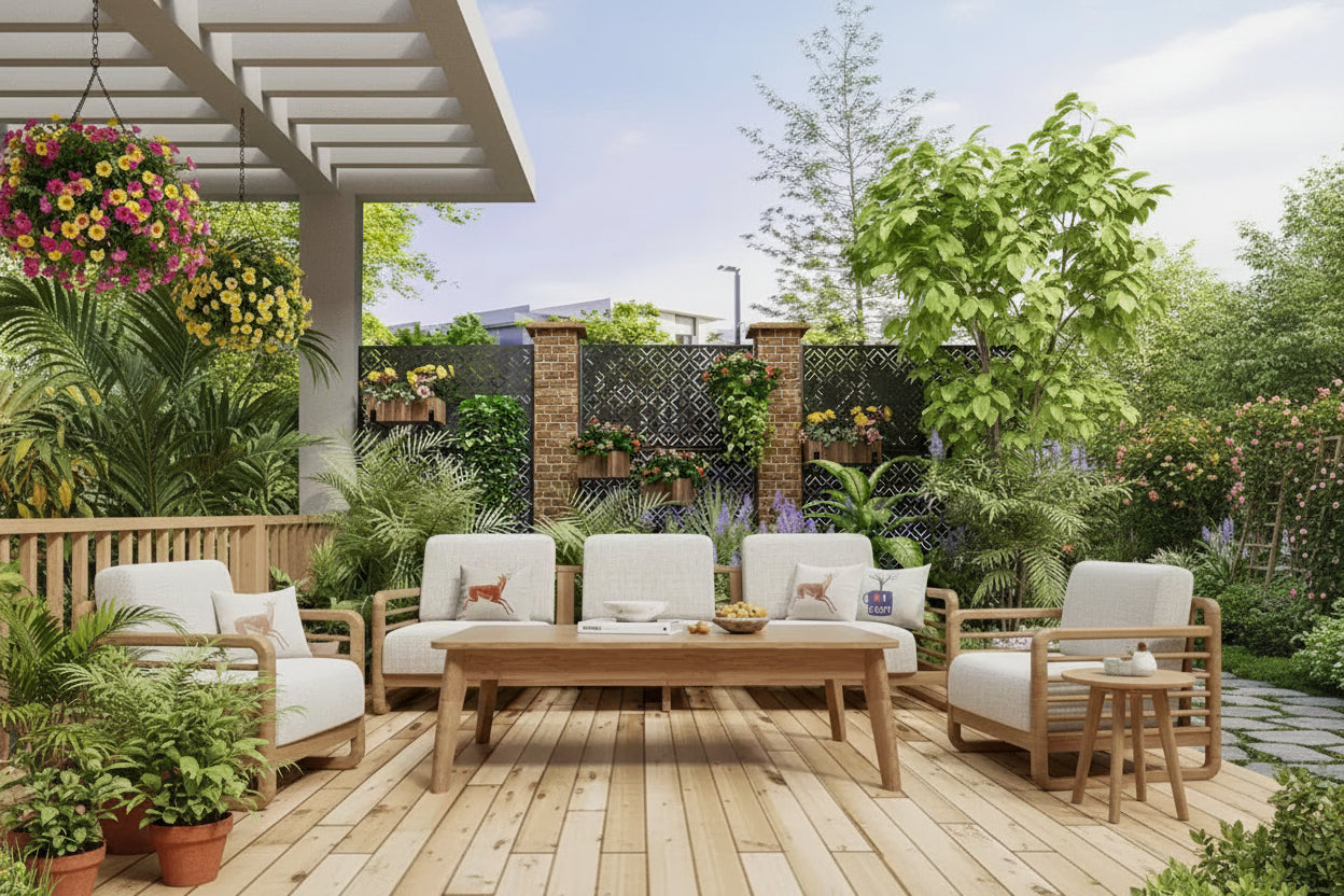 MAYEERTY Galvanized Steel Privacy Screen Outdoor and Indoor Divider Freestanding Decorative Screen for Balcony Garden 1pcs