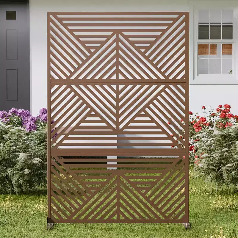 Pannello divisorio in acciaio zincato per interni ed esterni, divisorio decorativo autoportante per balcone e giardino, 1 pezzo