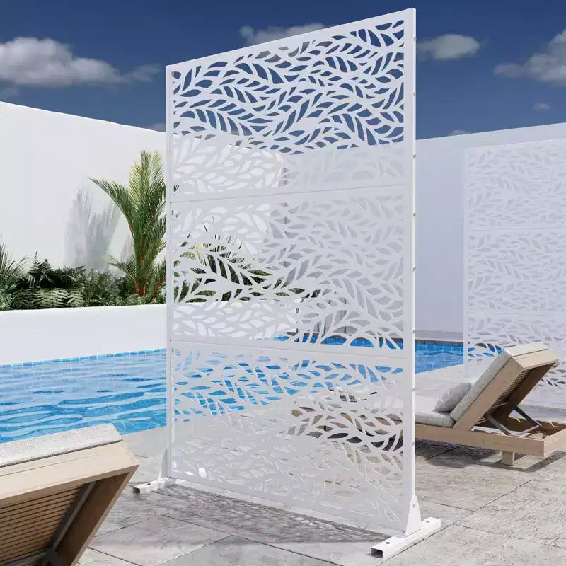 Pannello divisorio in acciaio zincato per interni ed esterni, divisorio decorativo autoportante per balcone e giardino, 1 pezzo