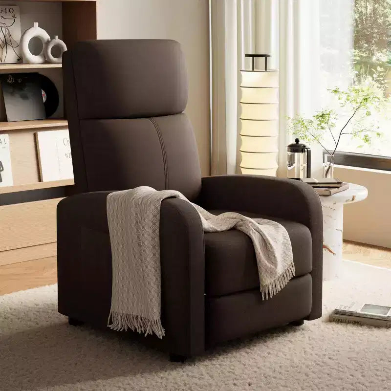Poltrona Reclinabile Comoda per Adulti, Manuale Regolabile con Schienale Alto, Braccioli Ampi e Tasca Laterale per Soggiorno e Home Theater