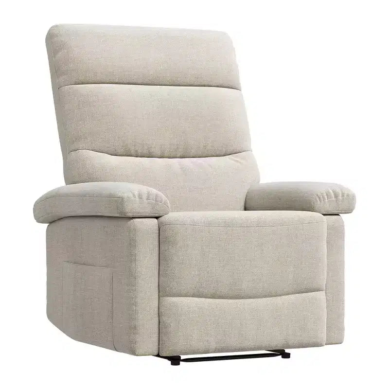 Poltrona reclinabile manuale in tessuto con tasca laterale, divano singolo regolabile con schienale ergonomico per la cameretta