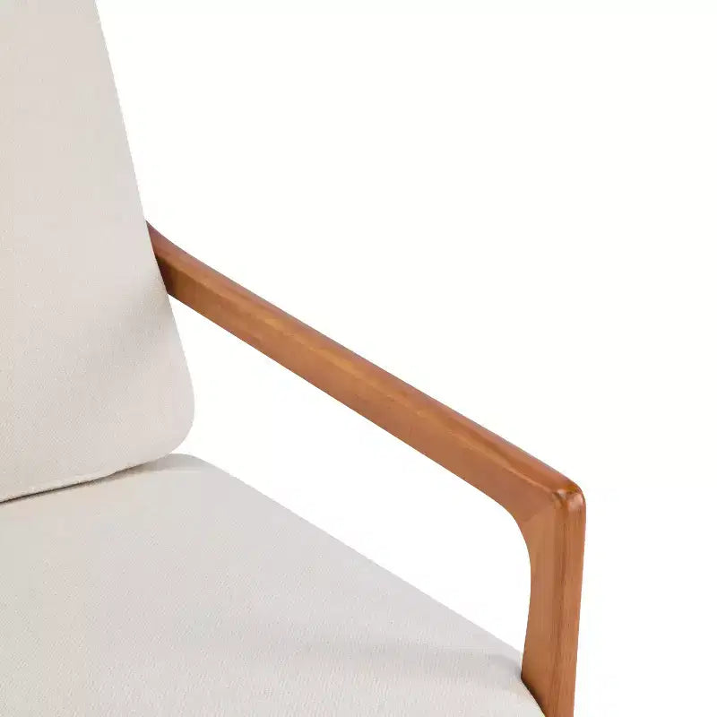 Poltrona d'Appoggio Mid-Century Modern con Struttura in Legno Massiccio e Cuscini Imbottiti, per Soggiorno o Angolo Lettura, Beige