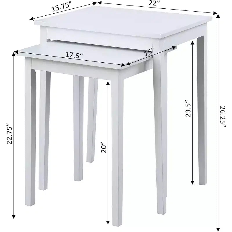 Tavolino rettangolare con piano in legno bianco, altezza 26,25 pollici, 1 pezzo