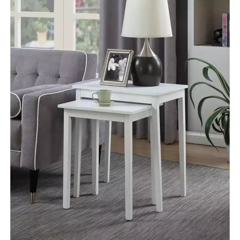 Tavolino rettangolare con piano in legno bianco, altezza 26,25 pollici, 1 pezzo