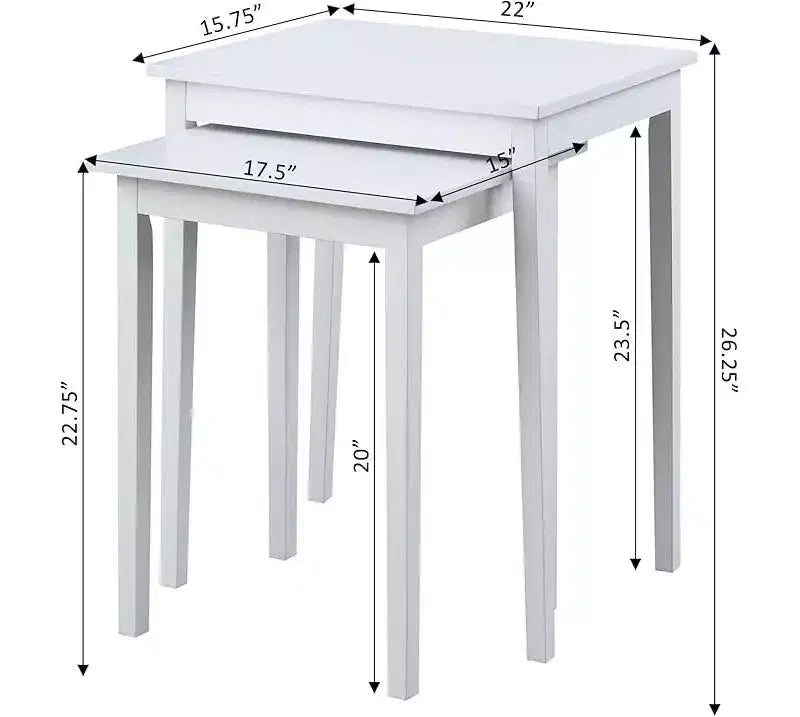 Tavolino rettangolare con piano in legno bianco, altezza 26,25 pollici, 1 pezzo