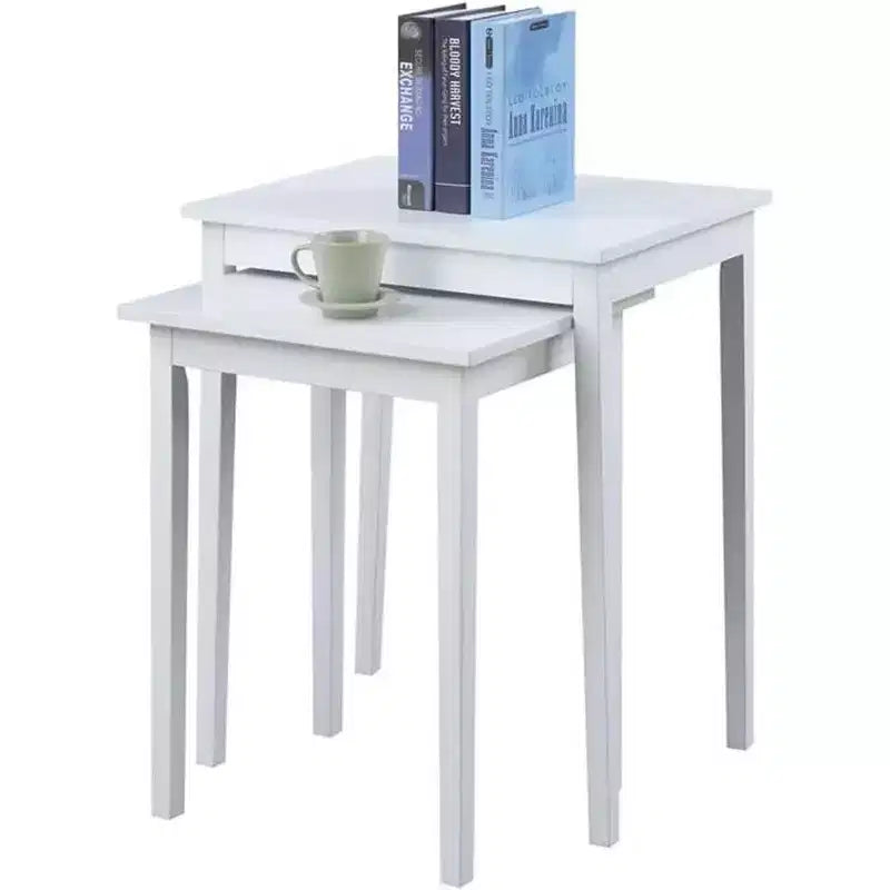 Tavolino rettangolare con piano in legno bianco, altezza 26,25 pollici, 1 pezzo