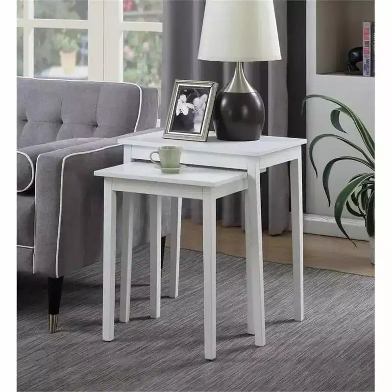 Tavolino rettangolare con piano in legno bianco, altezza 26,25 pollici, 1 pezzo