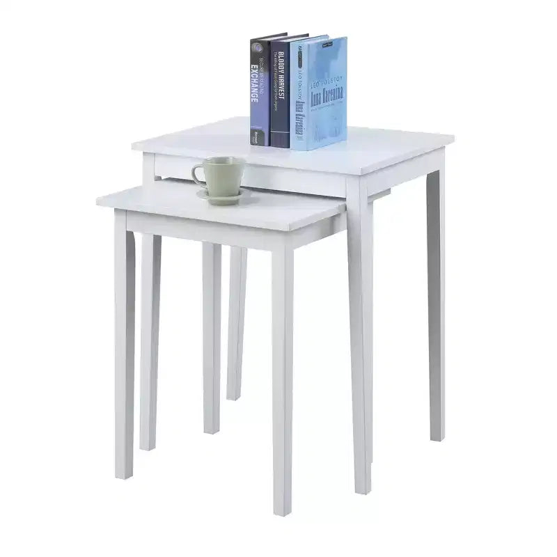 Tavolino rettangolare con piano in legno bianco, altezza 26,25 pollici, 1 pezzo