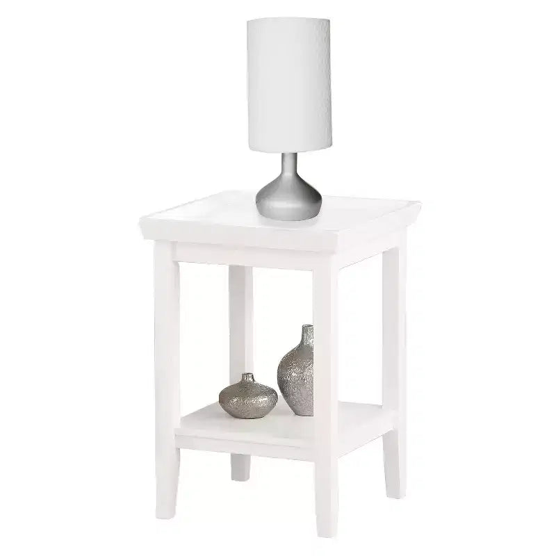 Tavolino da salotto rettangolare in legno bianco con piano, altezza 66 cm, 1 pezzo