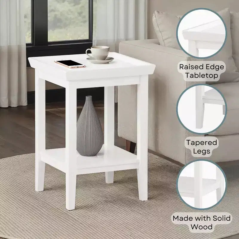 Tavolino da salotto rettangolare in legno bianco con piano, altezza 66 cm, 1 pezzo