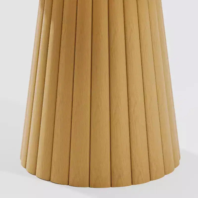 Tavolo da pranzo rotondo in legno da 52 pollici per 4-6 persone, piano con bordo a forma di arco e base affusolata testurizzata per soggiorno/sala da pranzo, naturale