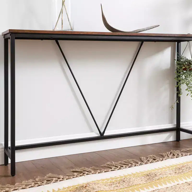Tavolino Console Stretto con Telaio in Acciaio, Tavolo da Divano da 120 cm per Ingresso, Soggiorno, Camera da Letto, Design Industriale