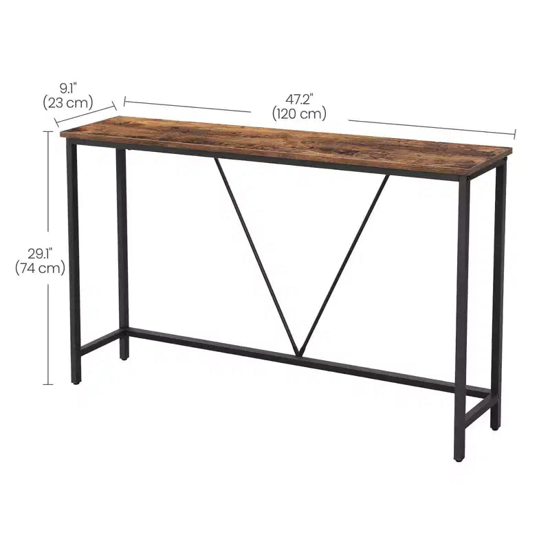 Tavolino Console Stretto con Telaio in Acciaio, Tavolo da Divano da 120 cm per Ingresso, Soggiorno, Camera da Letto, Design Industriale