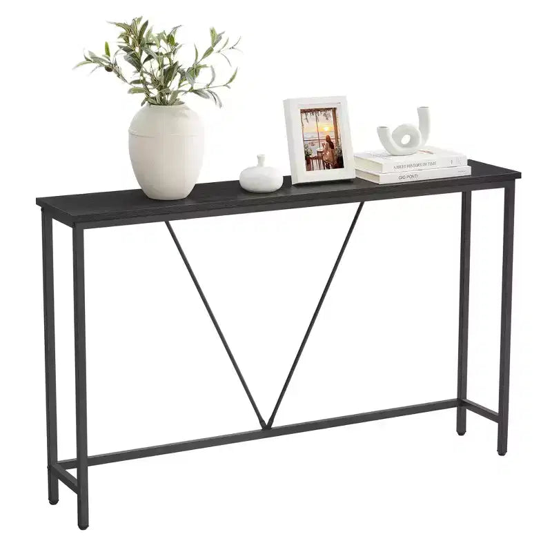 Tavolino Console Stretto con Telaio in Acciaio, Tavolo da Divano da 120 cm per Ingresso, Soggiorno, Camera da Letto, Design Industriale