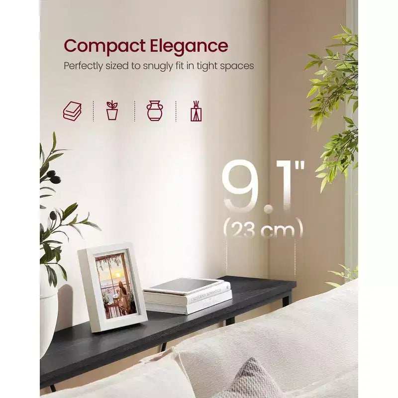 Tavolino Console Stretto con Telaio in Acciaio, Tavolo da Divano da 120 cm per Ingresso, Soggiorno, Camera da Letto, Design Industriale