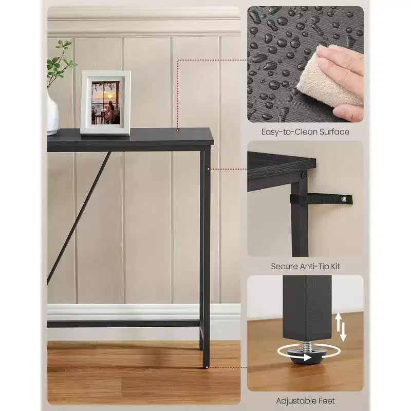 Tavolino Console Stretto con Telaio in Acciaio, Tavolo da Divano da 120 cm per Ingresso, Soggiorno, Camera da Letto, Design Industriale
