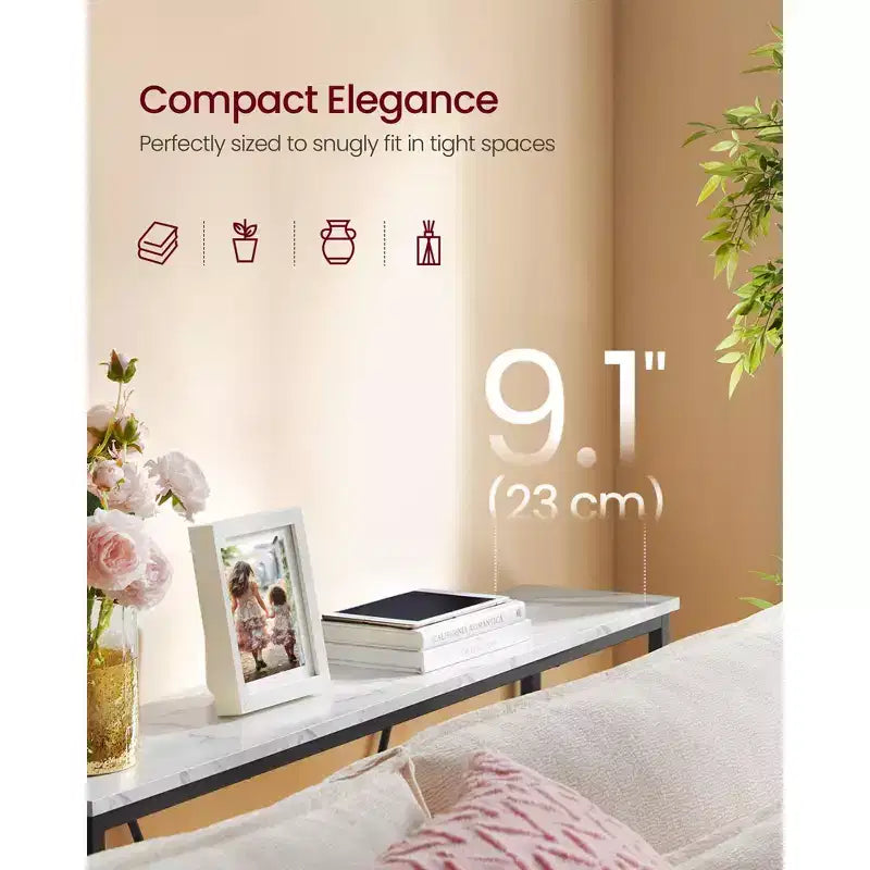 Tavolino Console Stretto con Telaio in Acciaio, Tavolo da Divano da 120 cm per Ingresso, Soggiorno, Camera da Letto, Design Industriale