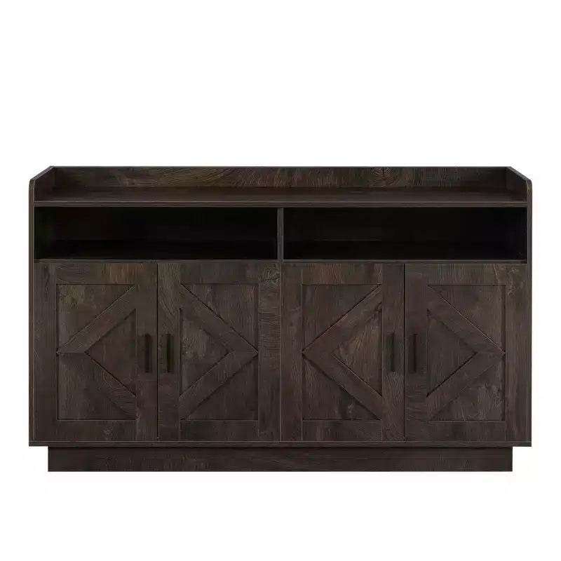 Credenza con 4 Ante e 2 Cassetti, Maniglie in Metallo, Armadio Contenitore per Soggiorno, Sala da Pranzo, Cucina