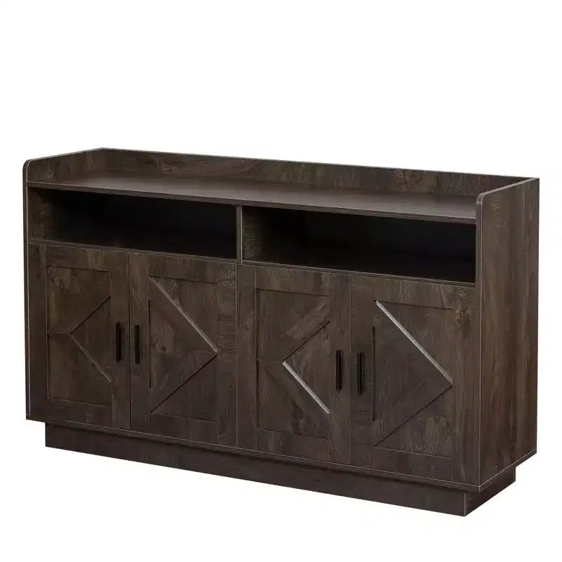 Credenza con 4 Ante e 2 Cassetti, Maniglie in Metallo, Armadio Contenitore per Soggiorno, Sala da Pranzo, Cucina