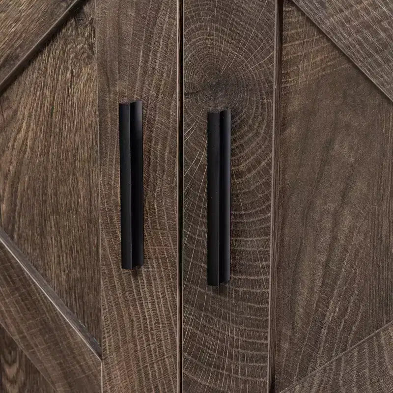 Credenza con 4 Ante e 2 Cassetti, Maniglie in Metallo, Armadio Contenitore per Soggiorno, Sala da Pranzo, Cucina
