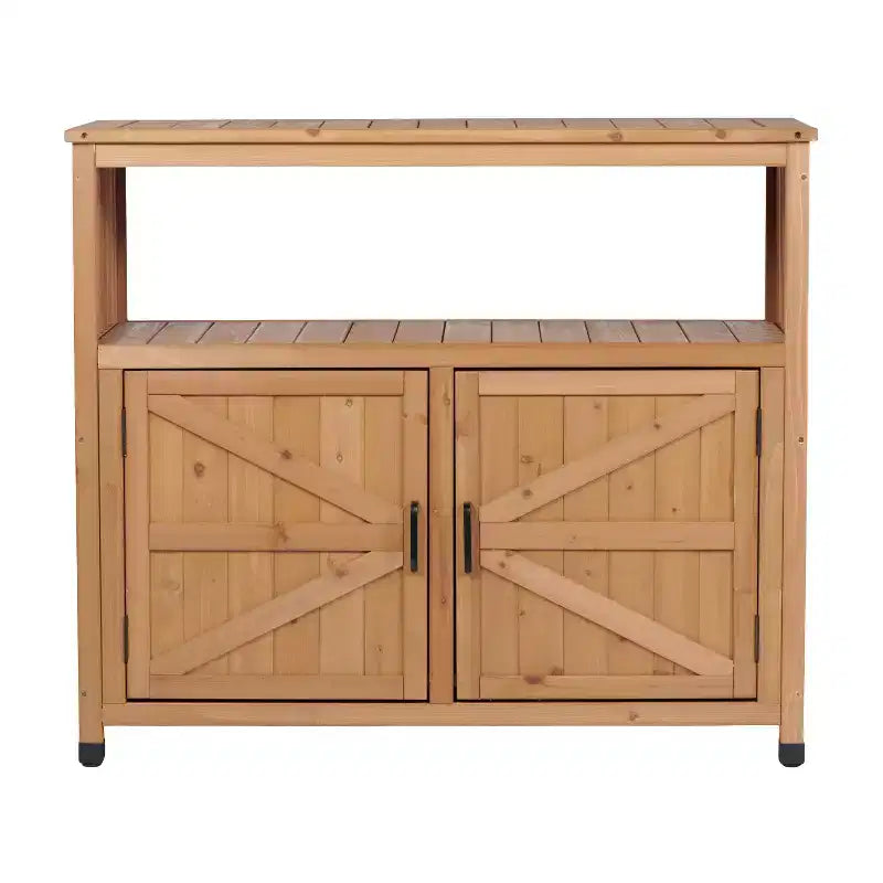Mobile Contenitore con Banco da Lavoro, Credenza da Cucina con 2 Ante e 2 Ripiani, Mobile Basso per Soggiorno, Sala da Pranzo, Cucina