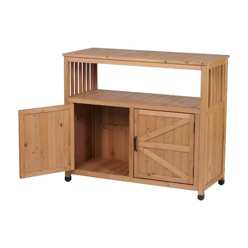 Mobile Contenitore con Banco da Lavoro, Credenza da Cucina con 2 Ante e 2 Ripiani, Mobile Basso per Soggiorno, Sala da Pranzo, Cucina