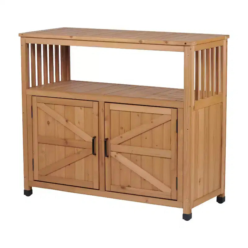 Mobile Contenitore con Banco da Lavoro, Credenza da Cucina con 2 Ante e 2 Ripiani, Mobile Basso per Soggiorno, Sala da Pranzo, Cucina