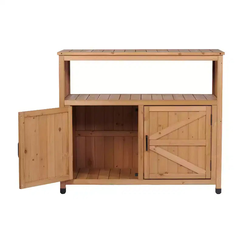 Mobile Contenitore con Banco da Lavoro, Credenza da Cucina con 2 Ante e 2 Ripiani, Mobile Basso per Soggiorno, Sala da Pranzo, Cucina