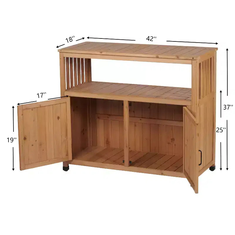 Mobile Contenitore con Banco da Lavoro, Credenza da Cucina con 2 Ante e 2 Ripiani, Mobile Basso per Soggiorno, Sala da Pranzo, Cucina