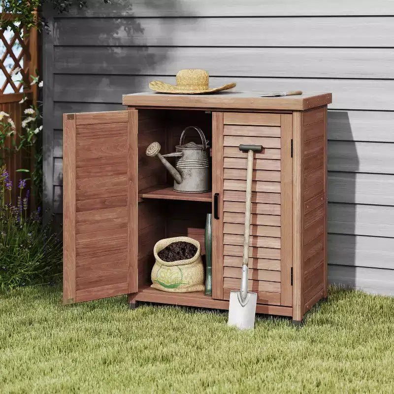 Mobile Contenitore con Banco da Lavoro, Credenza da Cucina con 2 Ante e 2 Ripiani, Mobile Basso per Soggiorno, Sala da Pranzo, Cucina